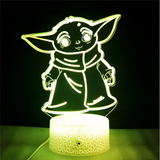 3D Illuminated Art - Star Wars - Grogu (Baby Yoda) 3D Illusion LED Night Light 16 Colors