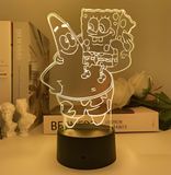 3D Illuminated Art - SpongeBob SquarePants - Spongebob and Patrick Star 3D Illusion LED Night Light 16 Colors