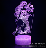 3D Illuminated Art - Mermaid 3D Illusion LED Night Light 16 Colors