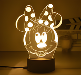 3D Illuminated Art - Disney - Minnie Mouse Head 3D Illusion LED Night Light 16 Colors