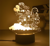 3D Illuminated Art - Disney - Mickey Mouse riding a train 3D Illusion LED Night Light 16 Colors
