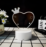 3D Illuminated Art - Heart with crown LED message/handwriting board 3D Illusion LED Night Light 16 Colors