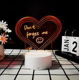 3D Illuminated Art - Heart with message 'Don't forget me' 3D Illusion LED Night Light 16 Colors