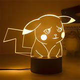 3D Illuminated Art - Pokémon - Upset Pikachu 3D Illusion LED Night Light 16 Colors