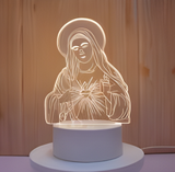 3D Illuminated Art - Virgin Mary / Immaculate Heart of Mary 3D Illusion LED Night Light 16 Colors