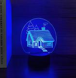 3D Illuminated Art - Forest Cabin 3D Illusion LED Night Light 16 Colors