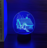 3D LED Night Light - Forest Cabin