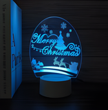 3D LED Night Light - Merry Christmas with tree and sleigh