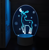 3D LED Night Light - Reindeer with snowflakes