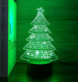 3D Illuminated Art - Christmas tree 3D Illusion LED Night Light 16 Colors