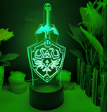 3D Illuminated Art - The Legend of Zelda - Master Sword and Hylian Shield 3D Illusion LED Night Light 16 Colors