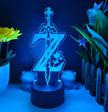 3D Illuminated Art - The Legend of Zelda - Master Sword and Hylian Z logo 3D Illusion LED Night Light 16 Colors