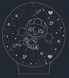 3D Illuminated Art - Labubu - Labubu in a pilot/space suit, with stars, paper airplanes, and hearts 3D Illusion LED Night Light 16 Colors