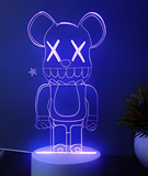 3D Illuminated Art - BE@RBRICK - Bearbrick figure with X-eyes 3D Illusion LED Night Light 16 Colors