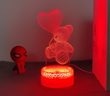 3D Illuminated Art - Heart balloon bear 3D Illusion LED Night Light 16 Colors