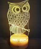 3D Illuminated Art - Aotu World - Owl 3D Illusion LED Night Light 16 Colors
