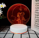 3D Illuminated Art - AOTU World - Star Moon Lovers 3D Illusion LED Night Light 16 Colors