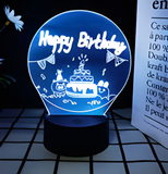 3D Illuminated Art - AOTU World - Happy Birthday 3D Illusion LED Night Light 16 Colors