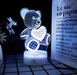 3D Illuminated Art - Bump World - Heart Bear 3D Illusion LED Night Light 16 Colors