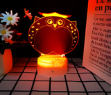 3D Illuminated Art - Chubby Owl 3D Illusion LED Night Light 16 Colors