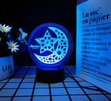 3D Illuminated Art - Star and Moon 3D Illusion LED Night Light 16 Colors