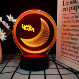 3D Illuminated Art - Crescent Moon with Arabic Calligraphy 3D Illusion LED Night Light 16 Colors