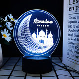 3D Illuminated Art - Ramadan Crescent Moon and Mosque 3D Illusion LED Night Light 16 Colors