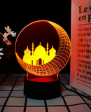 3D Illuminated Art - Crescent Moon Mosque 3D Illusion LED Night Light 16 Colors
