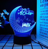 3D Illuminated Art - Islamic Crescent Moon and Mosque 3D Illusion LED Night Light 16 Colors