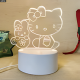 3D Illuminated Art - Hello Kitty (Sanrio) - Hello Kitty and bunny 3D Illusion LED Night Light 16 Colors