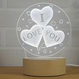3D Illuminated Art - Three hearts I Love You 3D Illusion LED Night Light 16 Colors