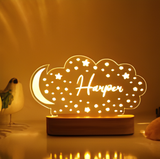 3D Illuminated Art - Personalized Cloud with Moon and Stars 3D Illusion LED Night Light 16 Colors