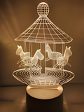 3D Illuminated Art - Carousel 3D Illusion LED Night Light 16 Colors #1693