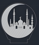 3D Illuminated Art - Moon Castle (Mosque and Crescent Moon) 3D Illusion LED Night Light 16 Colors
