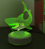 3D Illuminated Art - Shark 3D Illusion LED Night Light 16 Colors #1902