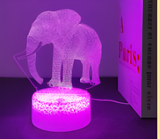 3D Illuminated Art - Elephant 3D Illusion LED Night Light 16 Colors #1906
