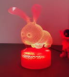 3D Illuminated Art - Rabbit 3D Illusion LED Night Light 16 Colors