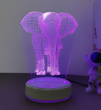 3D Illuminated Art - Elephant 3D Illusion LED Night Light 16 Colors #1911