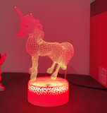 3D Illuminated Art - Unicorn 3D Illusion LED Night Light 16 Colors #1916