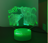 3D Illuminated Art - Elephant and baby elephant 3D Illusion LED Night Light 16 Colors