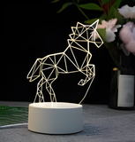 3D Illuminated Art - Unicorn 3D Illusion LED Night Light 16 Colors #1920