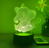 3D Illuminated Art - Sitting elephant 3D Illusion LED Night Light 16 Colors
