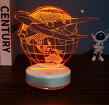 3D Illuminated Art - Earth Globe with Airplane 3D Illusion LED Night Light 16 Colors