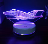 3D Illuminated Art - Airplane 3D Illusion LED Night Light 16 Colors #2103
