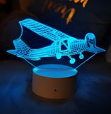 3D Illuminated Art - Propeller Airplane 3D Illusion LED Night Light 16 Colors
