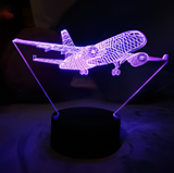 3D Illuminated Art - Airplane with landing gear 3D Illusion LED Night Light 16 Colors