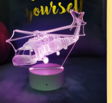 3D Illuminated Art - Helicopter 3D Illusion LED Night Light 16 Colors #2111