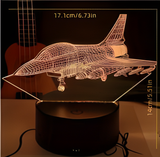 3D Illuminated Art - Fighter Jet 3D Illusion LED Night Light 16 Colors #2118