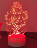3D Illuminated Art - Ganesha 3D Illusion LED Night Light 16 Colors
