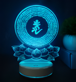 3D Illuminated Art - Surangama Mantra (楞严咒) with Om symbol and lotus base 3D Illusion LED Night Light 16 Colors